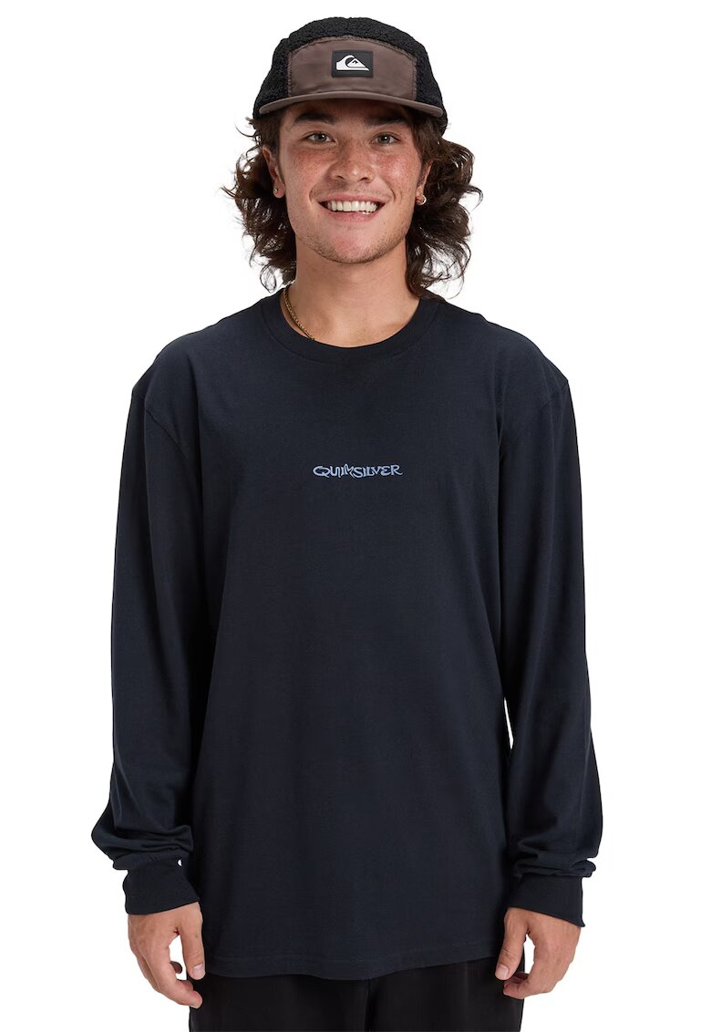 Quiksilver Bluza lejera din bumbac organic - Albastru pastel/Negru