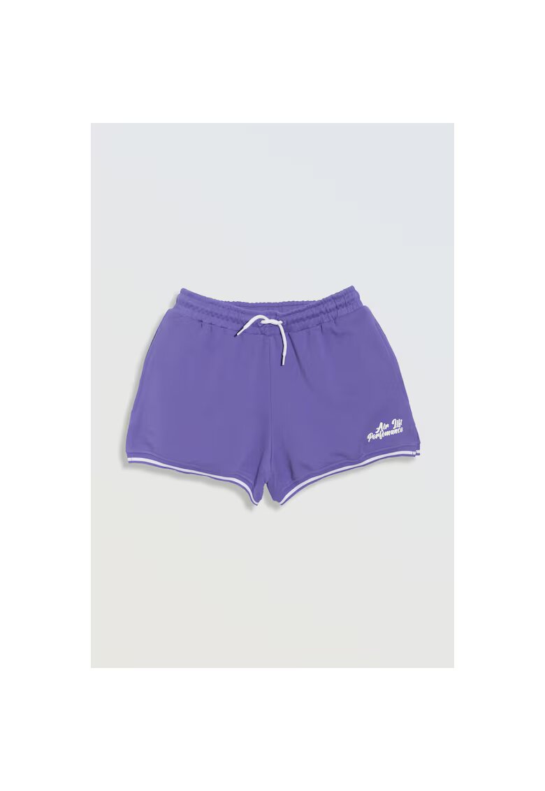 R Pantaloni scuti cu impimeu text si elastic in talie