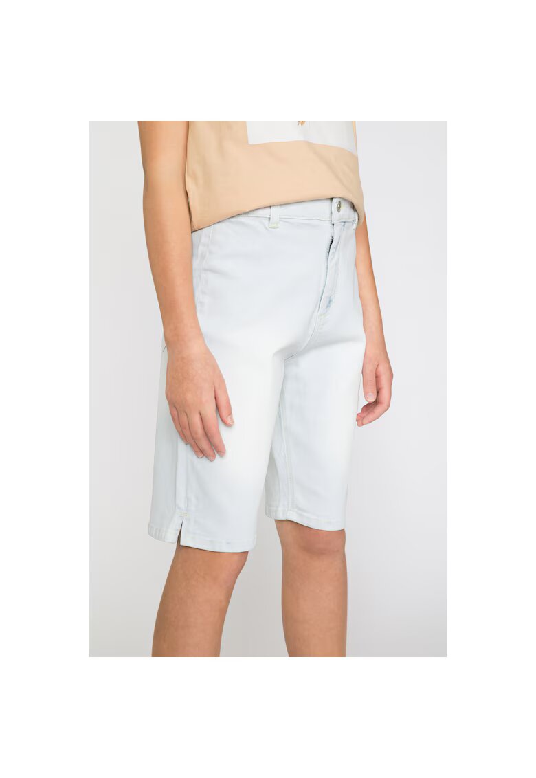 R Pantaloni scuti din amestec de bumbac cu talie medie
