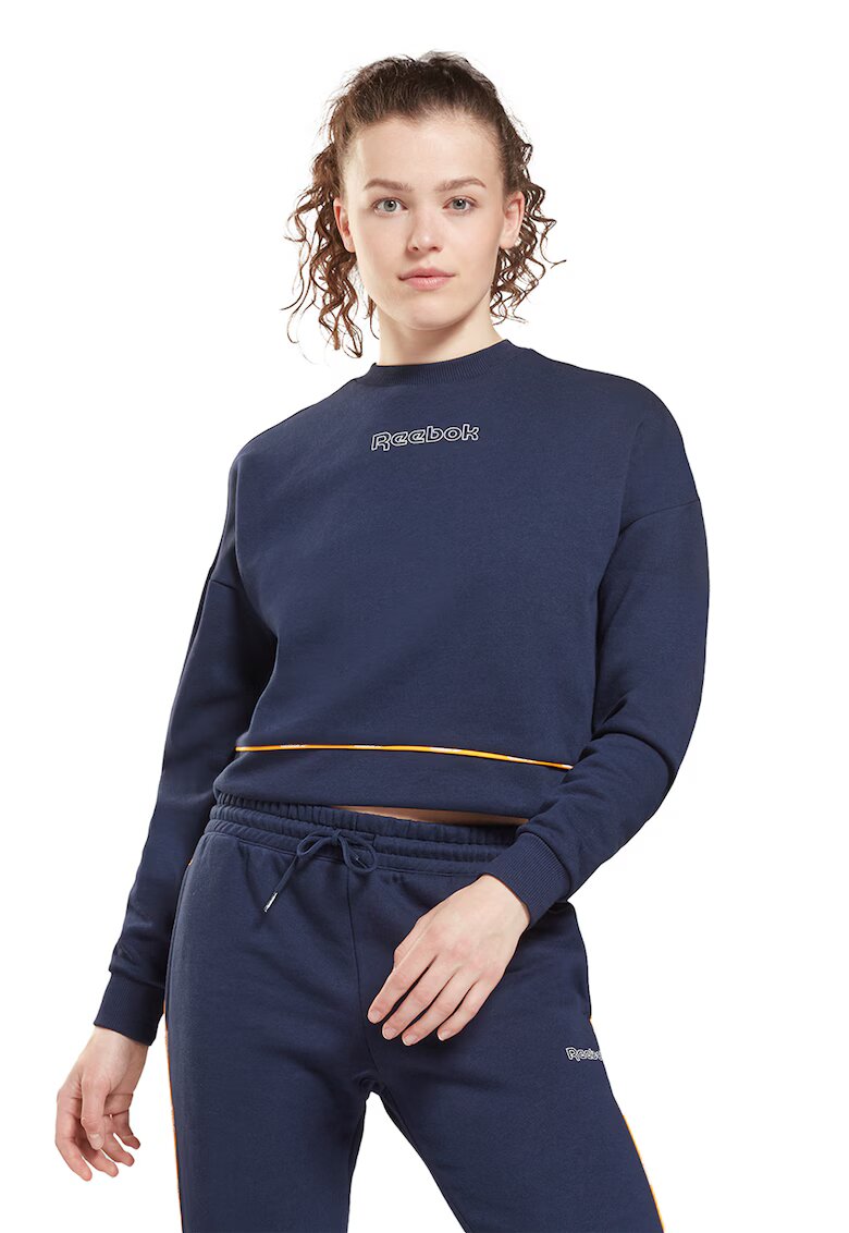 Reebok Bluza sport crop cu maneci cazute - pentru antrenament - Bleumarin