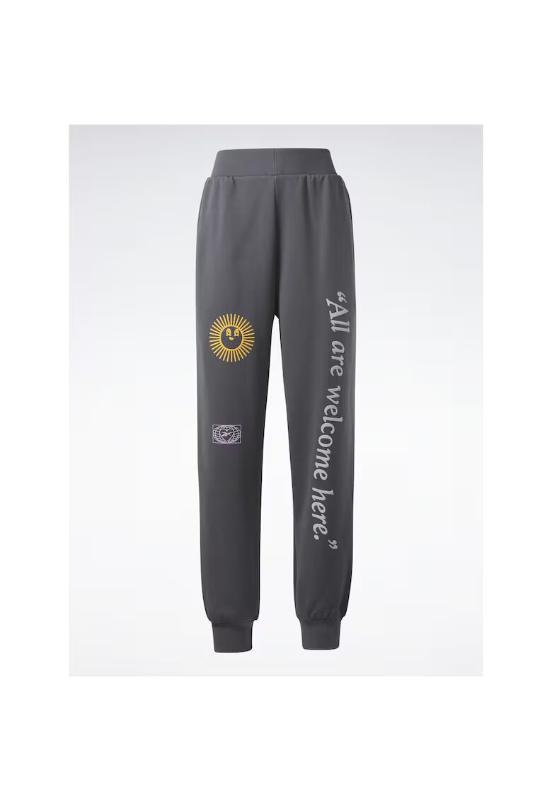 Reebok Pantaloni sport dama - 301693994 - Bumbac - Gri