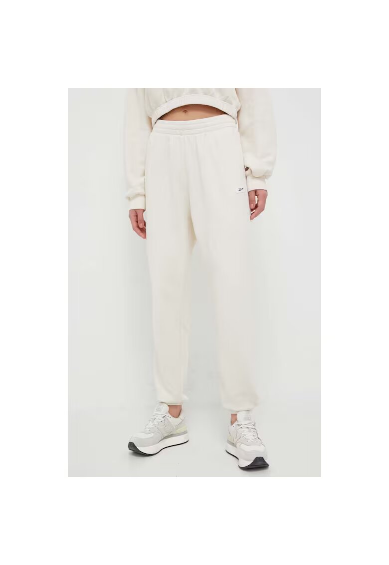 Reebok Pantaloni sport dama CL RBK ND PANT HS0373 - crem - bumbac - talie elastica - buzunare laterale