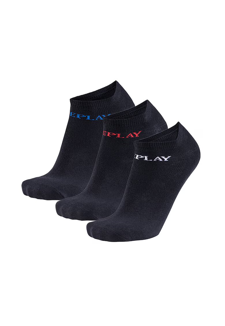Replay Set de sosete unisex pana la glezna - 3 perechi - Negru