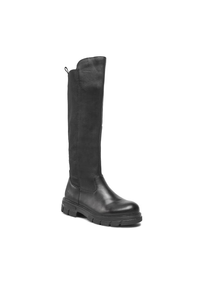 Rieker Cizme dama - Piele naturala - Negru - Negru