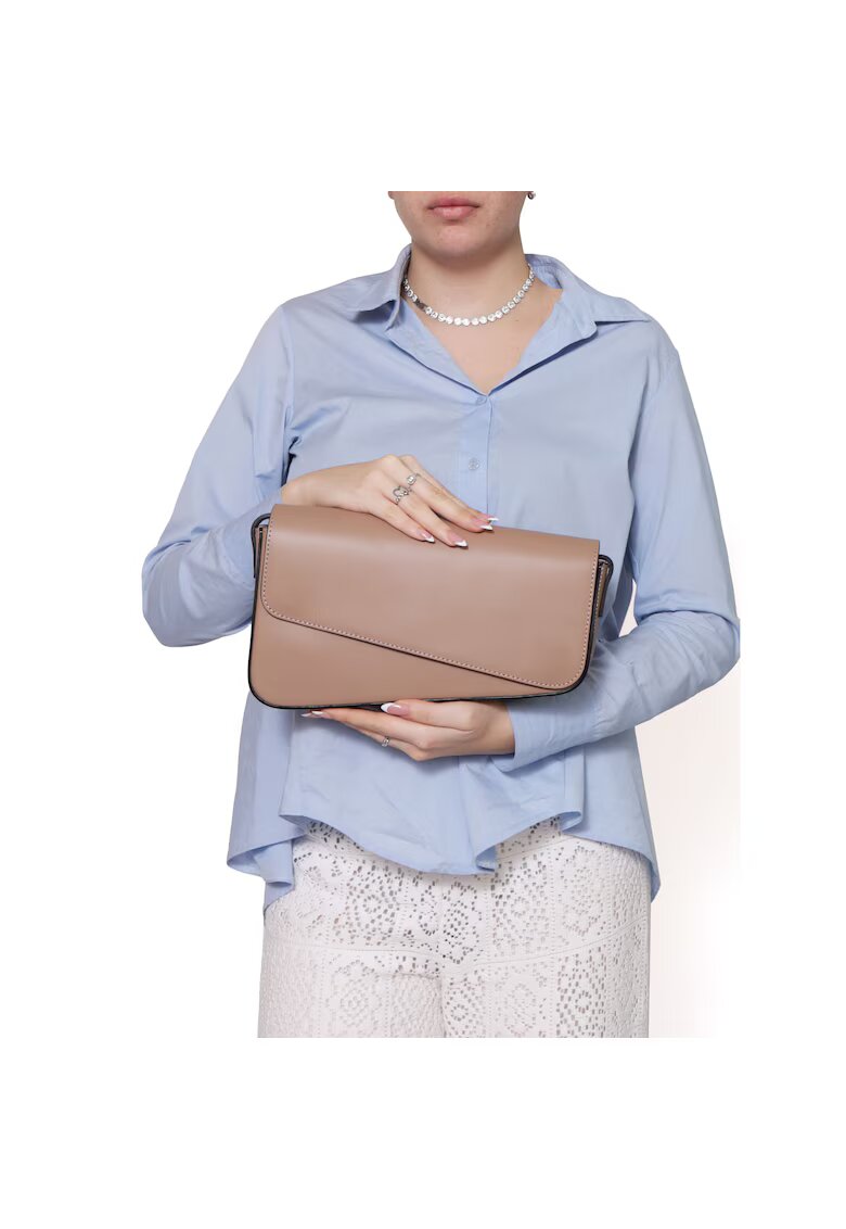 Roberta Rossi Geanta crossbody din piele cu clapa - Maro taupe