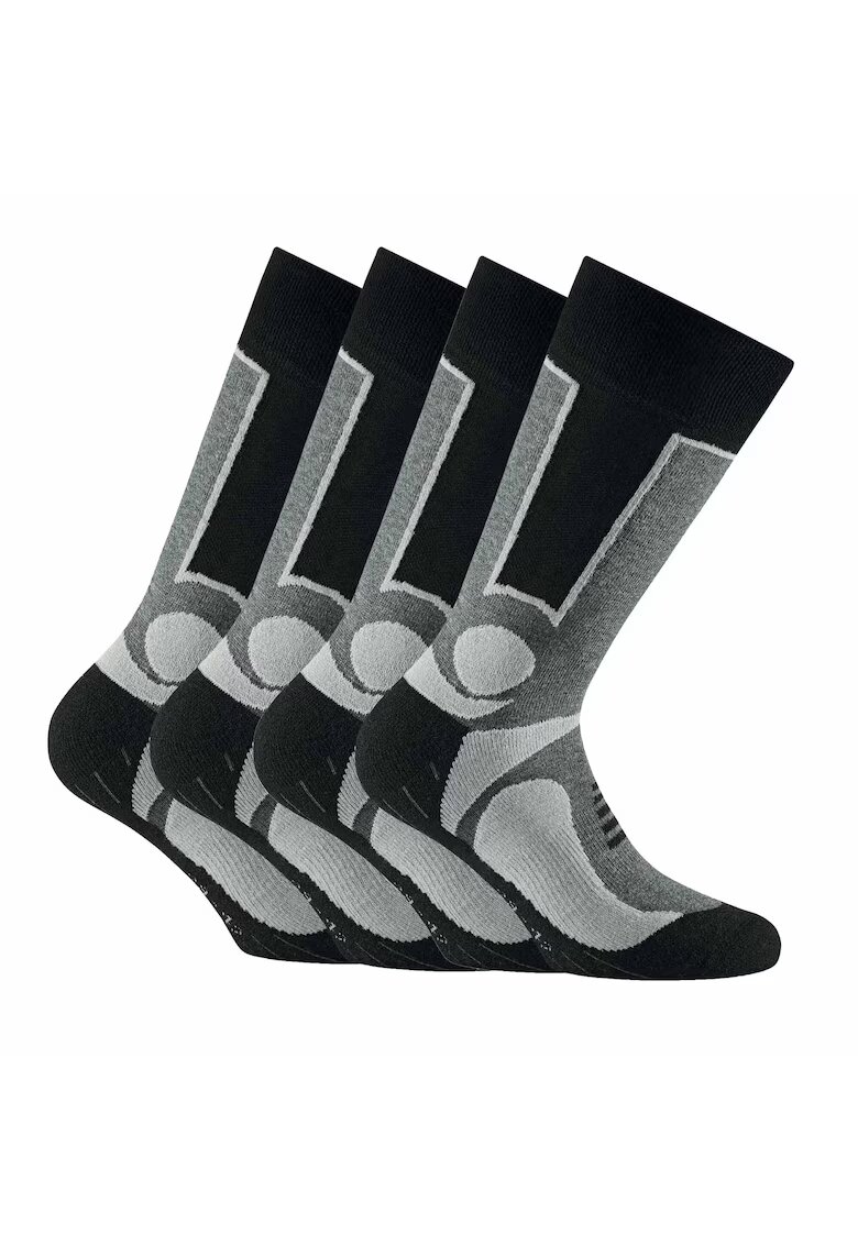 Rohner basic Set de sosete unisex lungi - 4 perechi - Gri