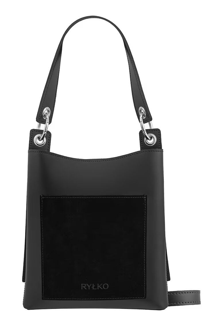 RYLKO Geana tote de piele cu bareta detasabila - Negru