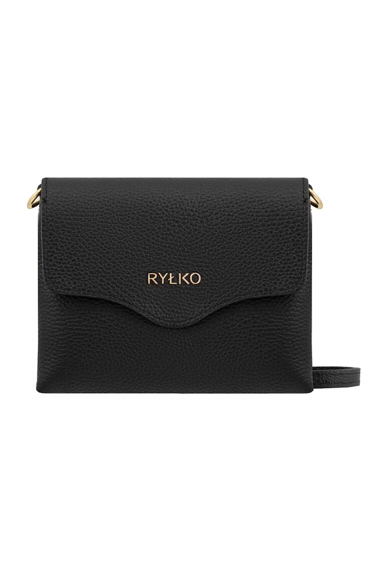 RYLKO Geanta crossbody de piele cu clapa - Negru