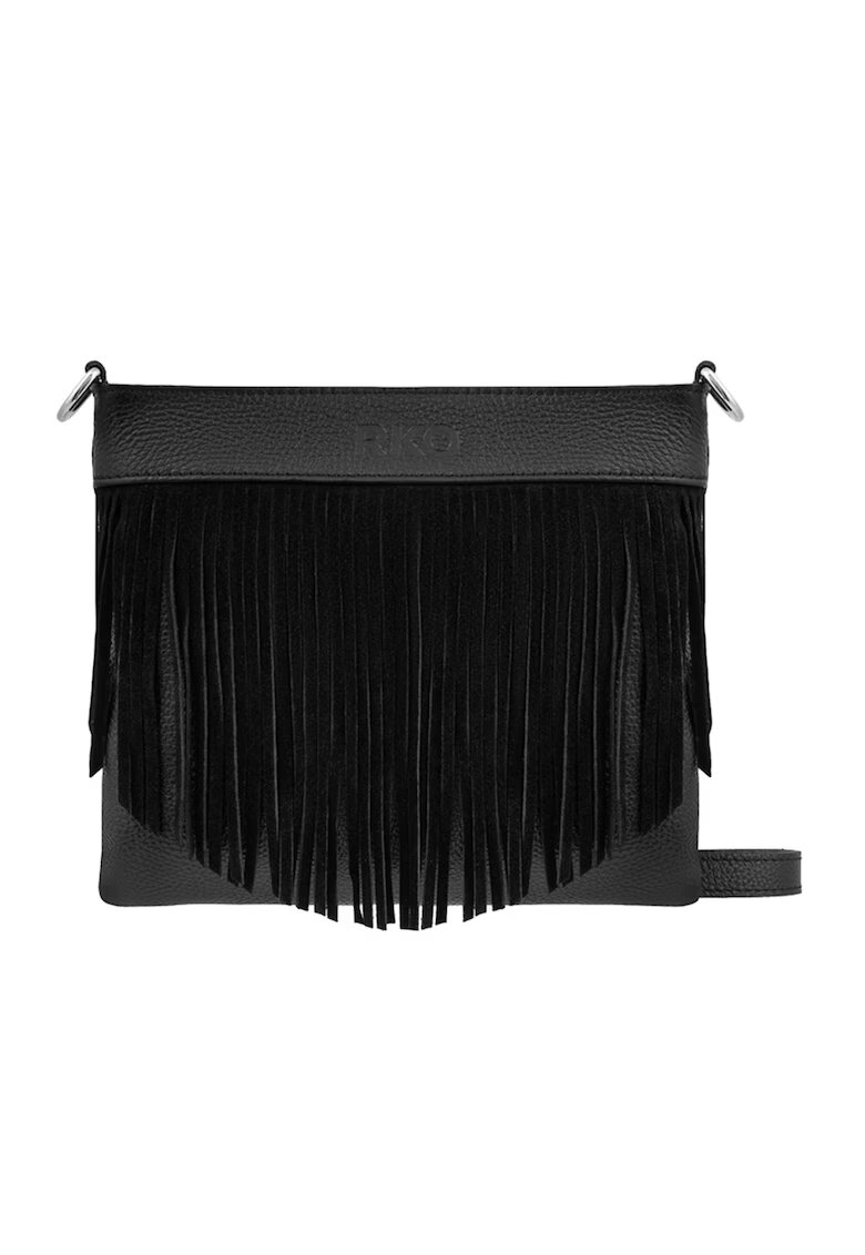 RYLKO Geanta crossbody de piele cu franjuri - Negru