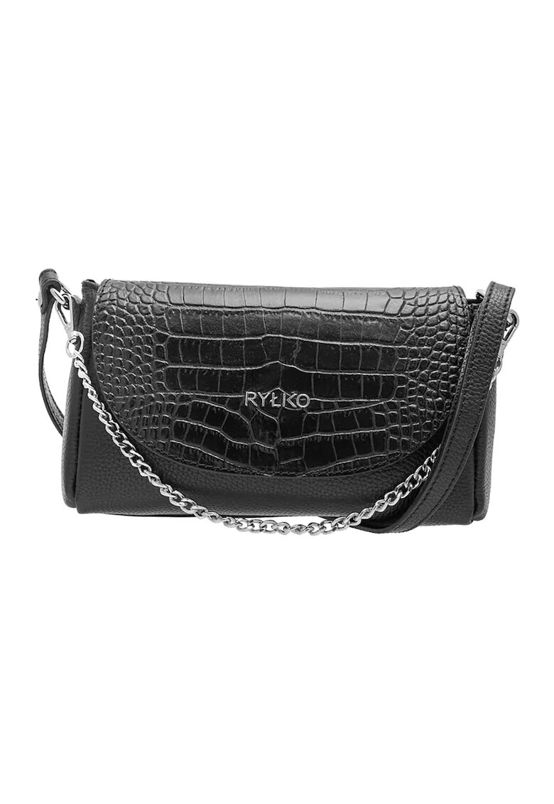 RYLKO Geanta crossbody de piele cu logo - Negru stins