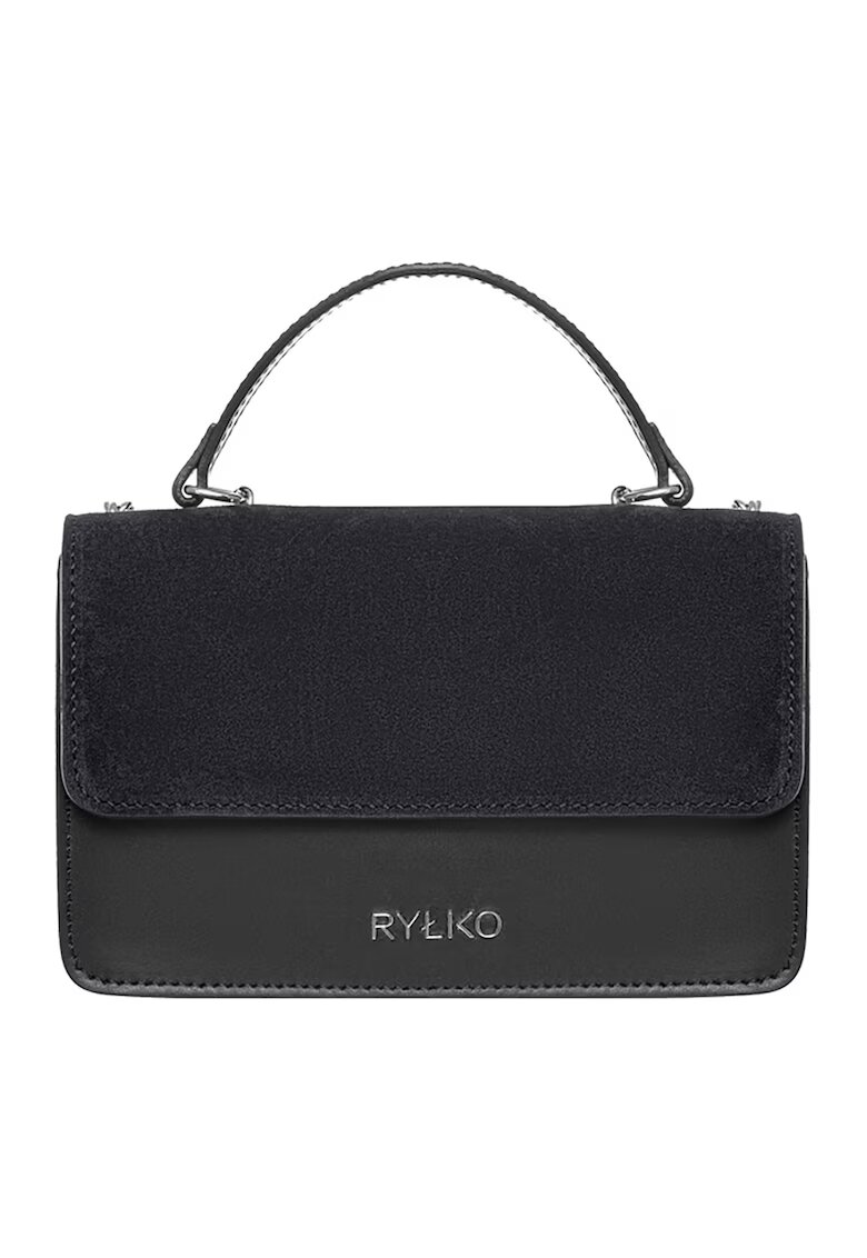 RYLKO Geanta crossbody de piele si piele intoarsa - Negru