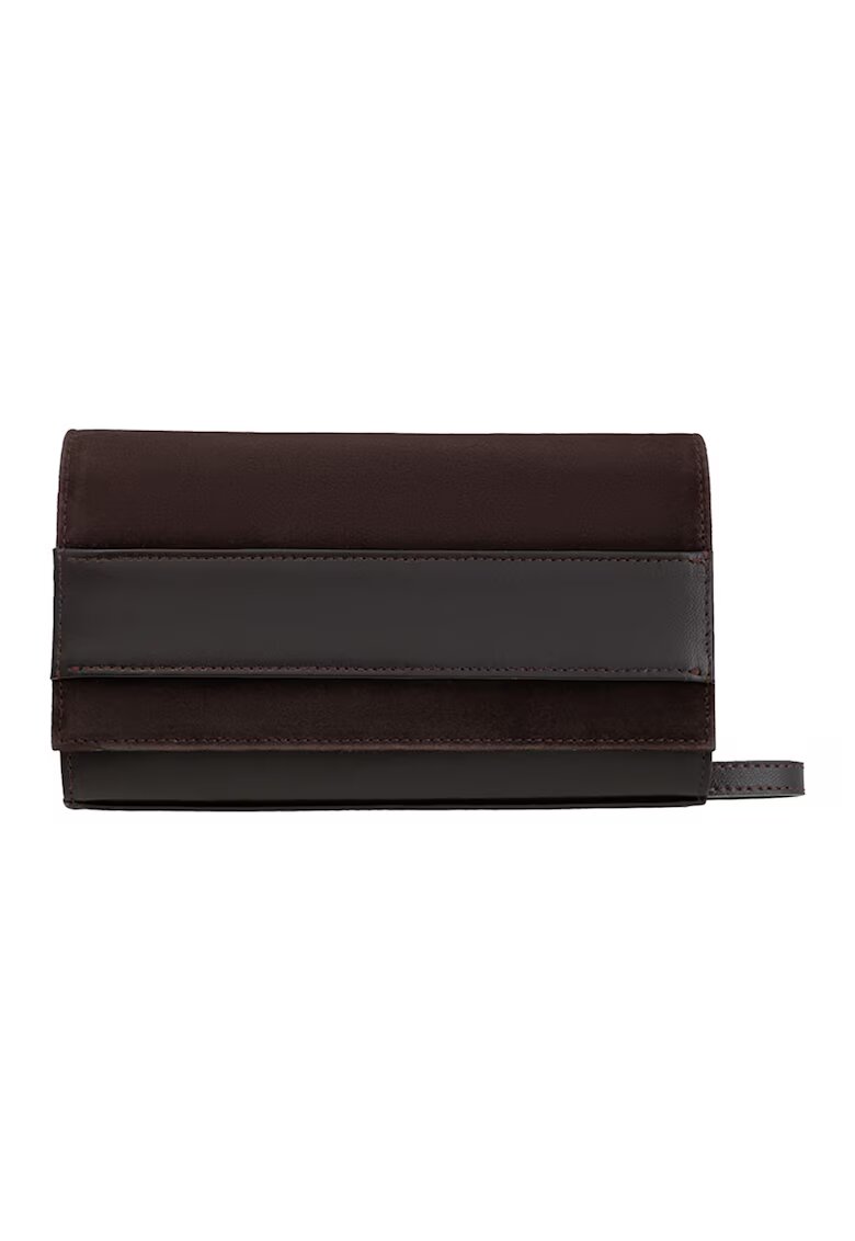 RYLKO Geanta crossbody din piele si piele intoarsa cu lant - Maro inchis