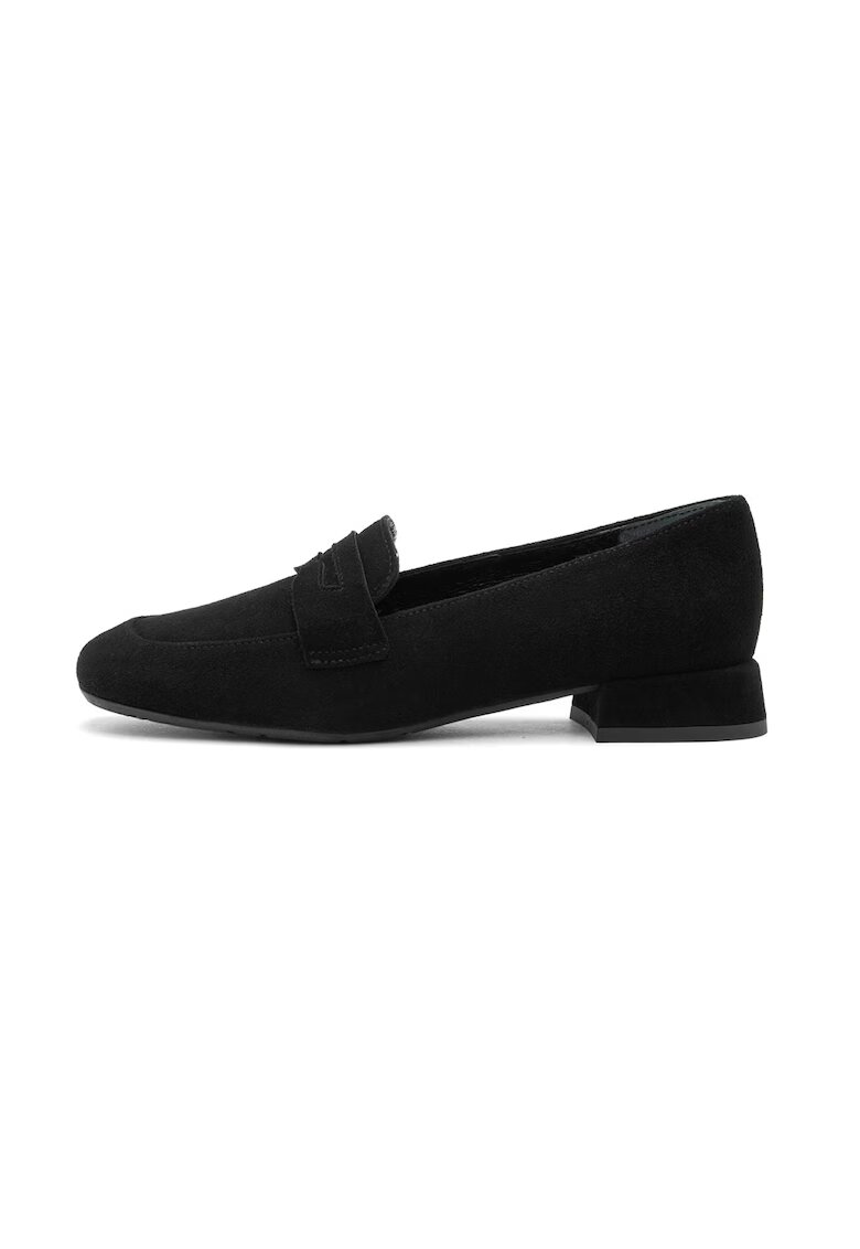 RYLKO Pantofi loafer de piele intoarsa cu toc masiv Marla - Negru stins
