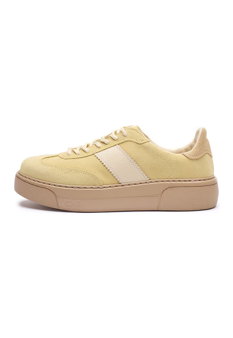 RYLKO Pantofi sport de piele cu insertii de piele intoarsa June - Galben sofran