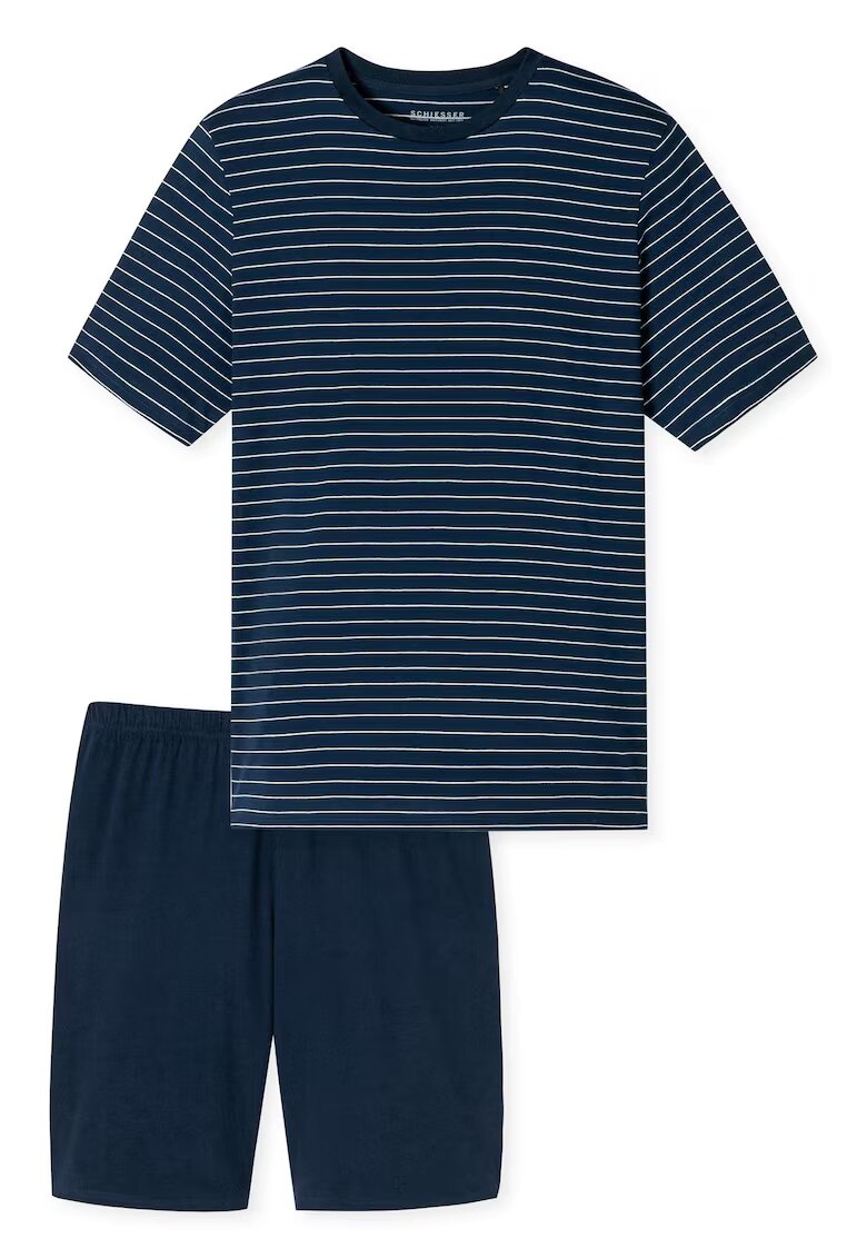 Schiesser Schiesse - Pijama de bumbac cu maneci scurte - Albastru inchis