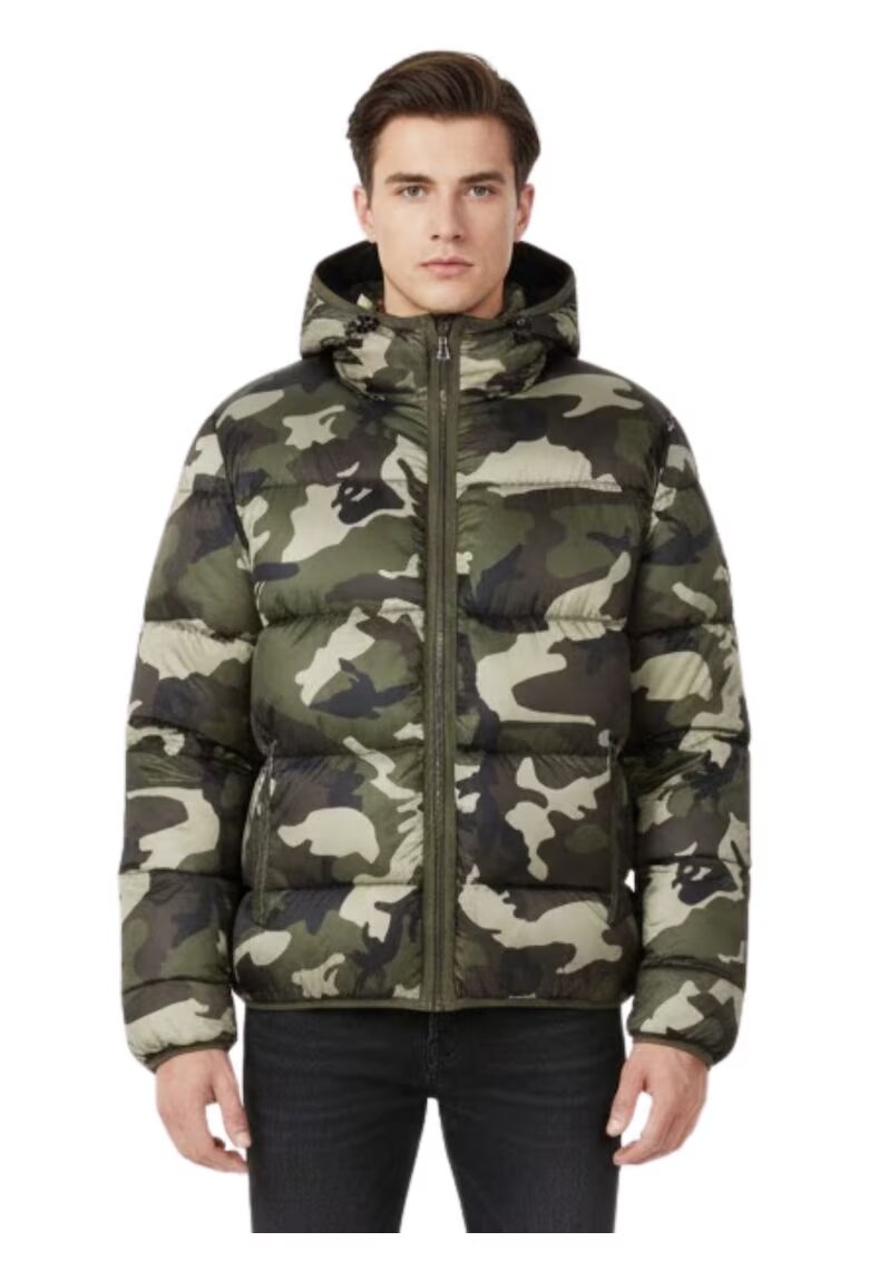 Schott Geaca de iarna din puf cu imprimeu camuflaj -