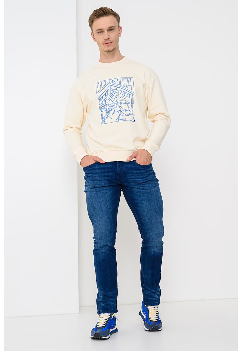 Scotch & Soda Bluza de trening relaxed fit din bumbac - Albastru/Bej deschis