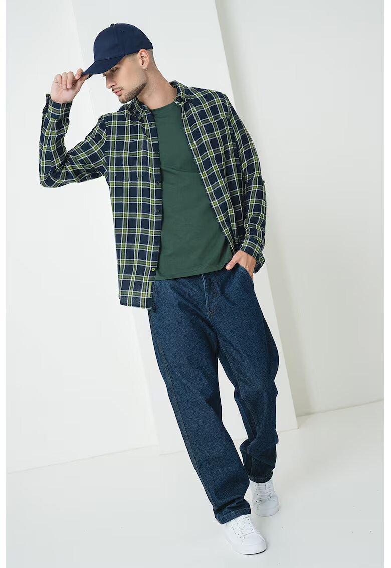 Scotch & Soda Camasa din bumbac cu model in carouri - Alb/Verde lime/Bleumarin