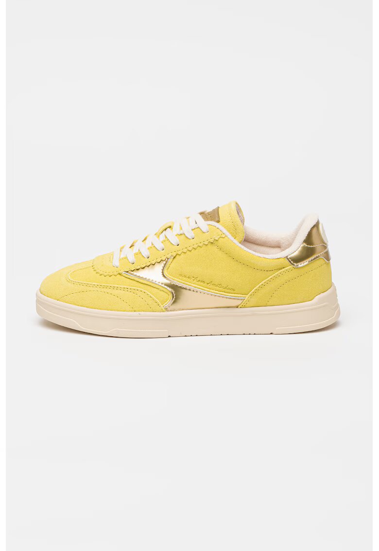 Scotch & Soda Pantofi sport low-cut cu garnituri din piele intoarsa - Auriu/Galben
