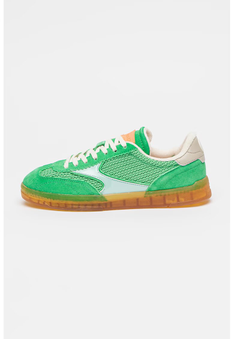 Scotch & Soda Pantofi sport low-cut wedge cu garnituri din piele intoarsa - Verde/Albastru deschis
