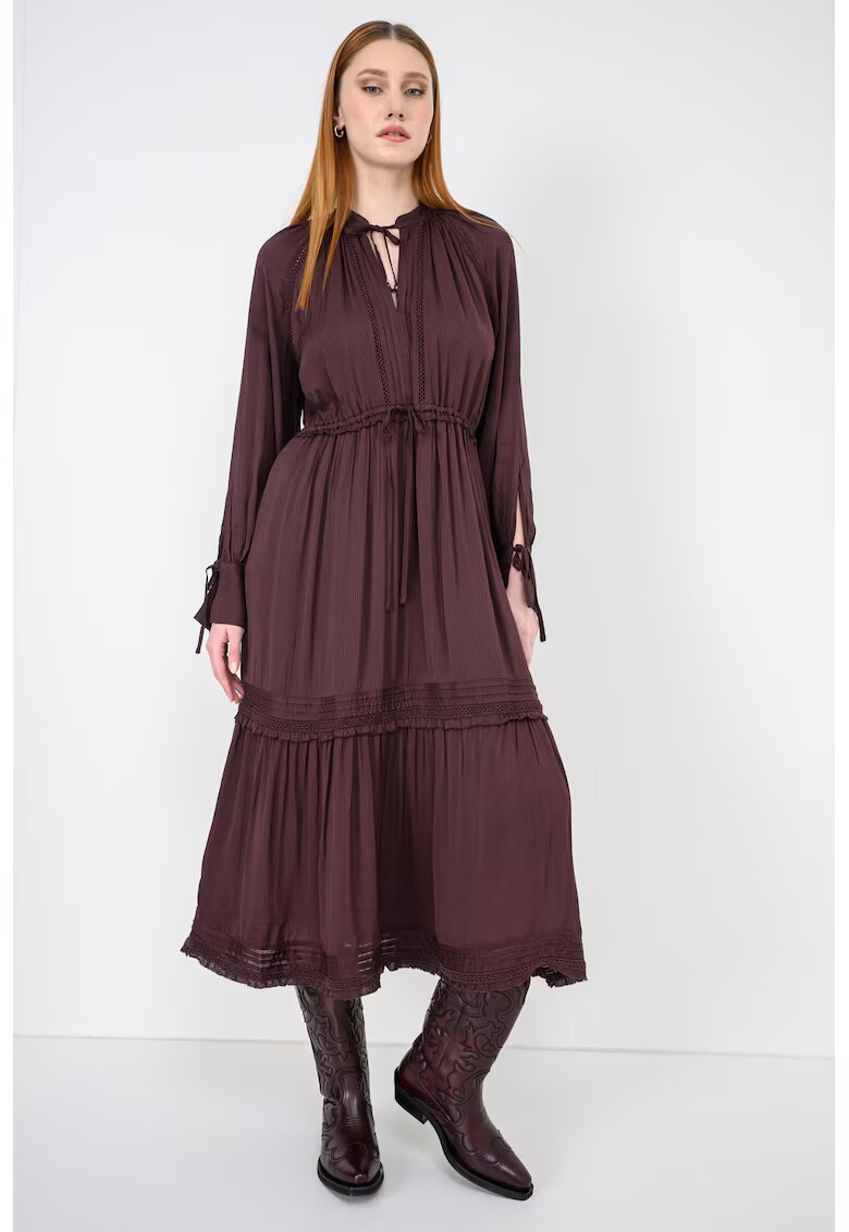 Scotch & Soda Rochie midi cu cordon in talie - Maro cognac