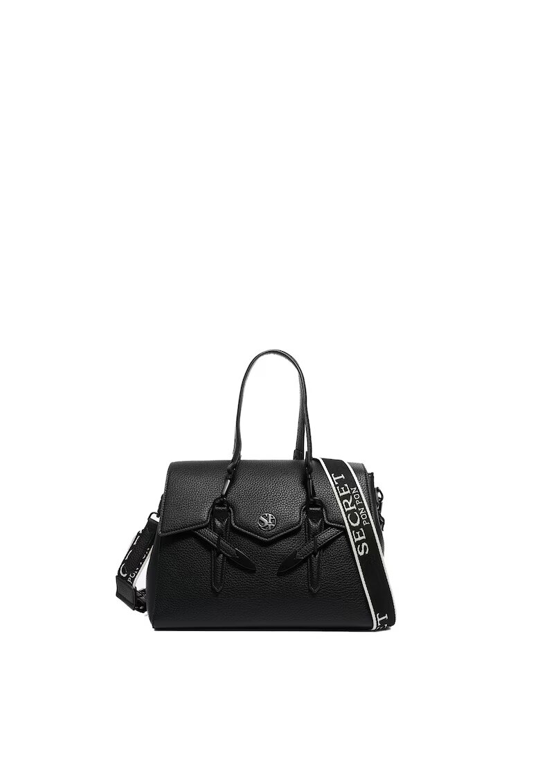  SECRET PON PON. - Geanta crossbody cu bareta cu logo Elysia Pro - Negru