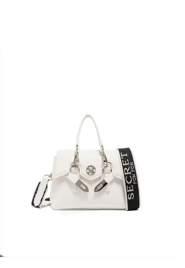  SECRET PON PON. - Geanta crossbody din piele ecologica Astrea - Alb