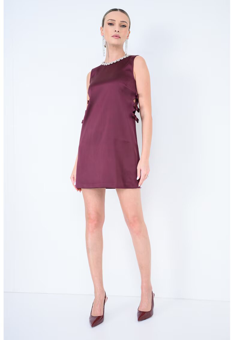 SELF-PORTRAIT Rochie din satin cu decupaje laterale - Violet tyrian