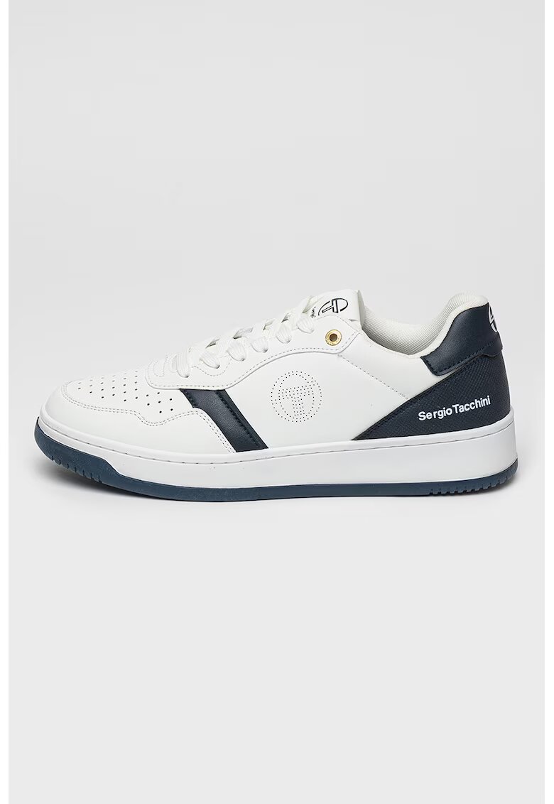 Sergio Tacchini Pantofi sport din piele ecologica cu perforatii Tropea - Alb optic/Bleumarin