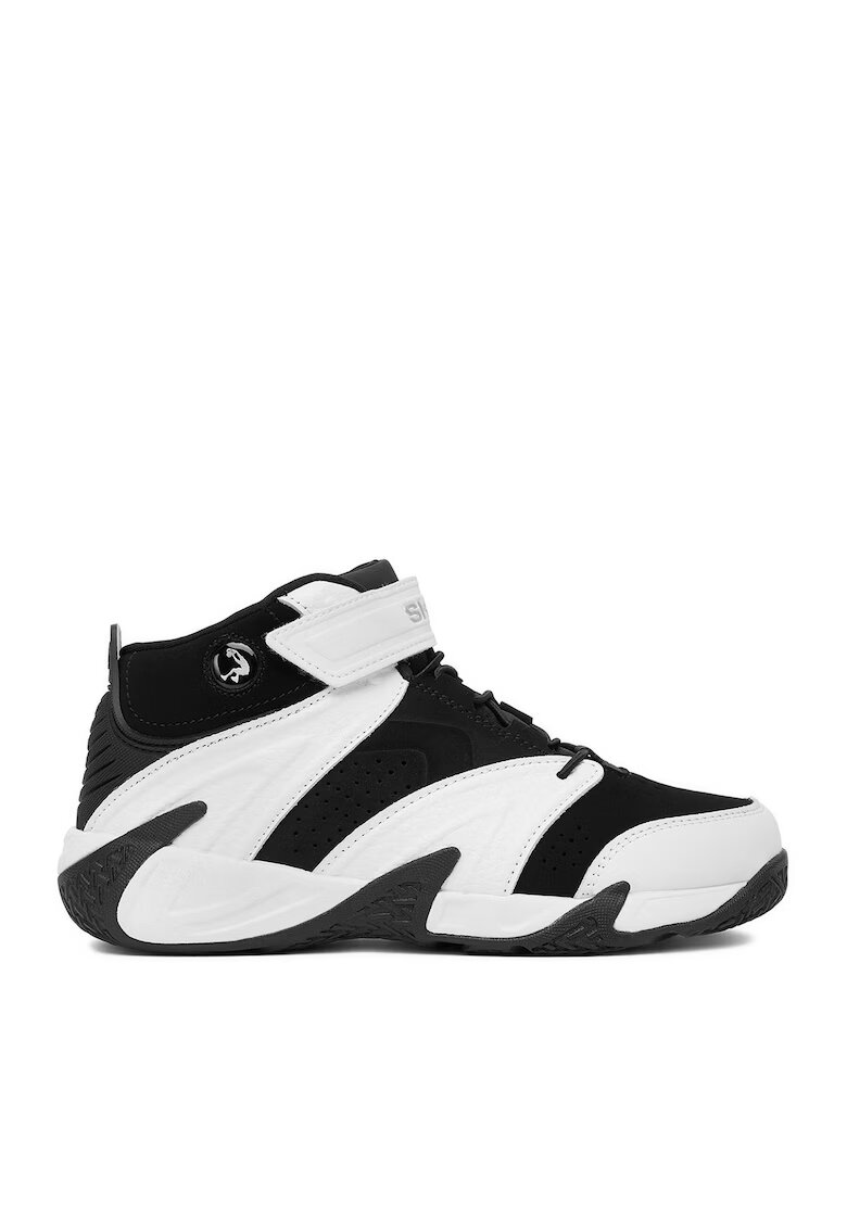 SHAQ Pantofi sport copii - adidasi baieti - piele naturala - negru/alb