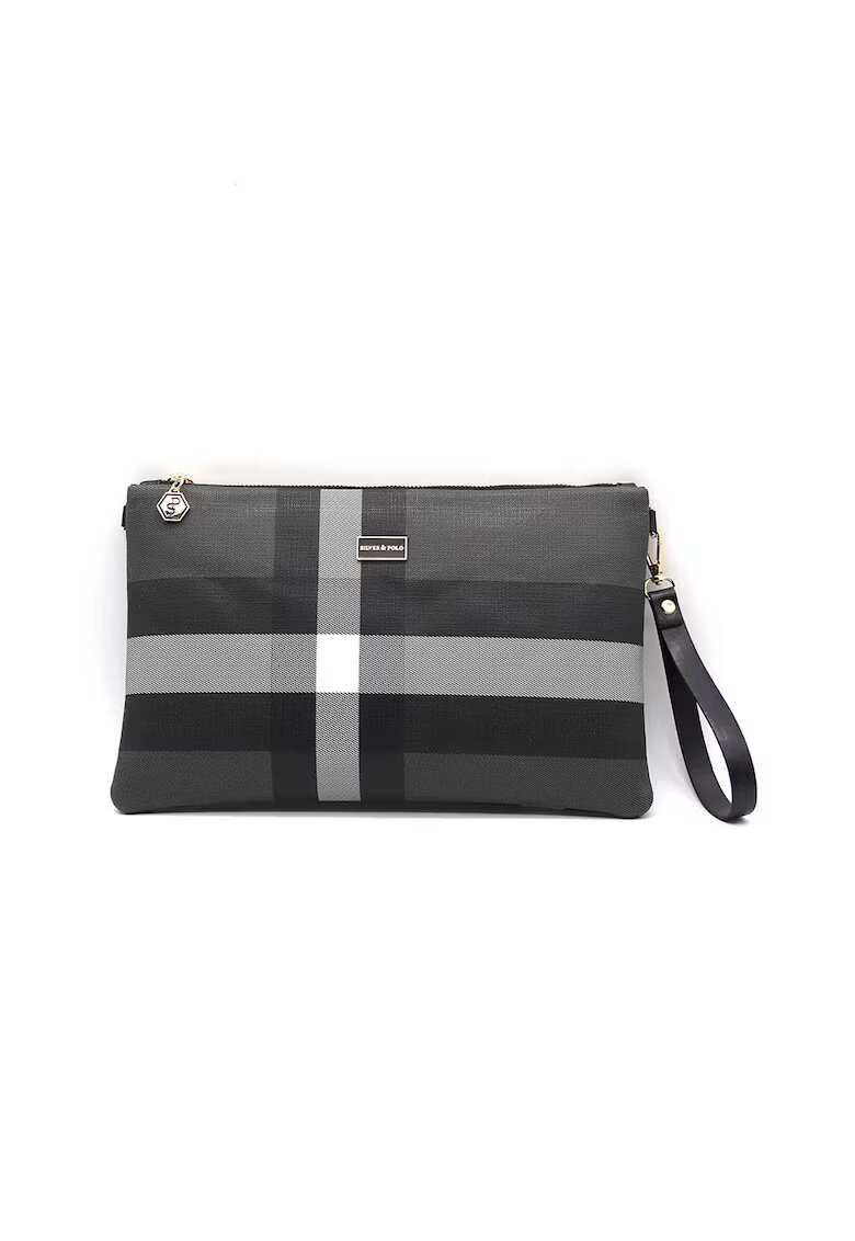 SilverPolo Geanta cu model in carouri - Negru - 20 x 30 x 2 CM