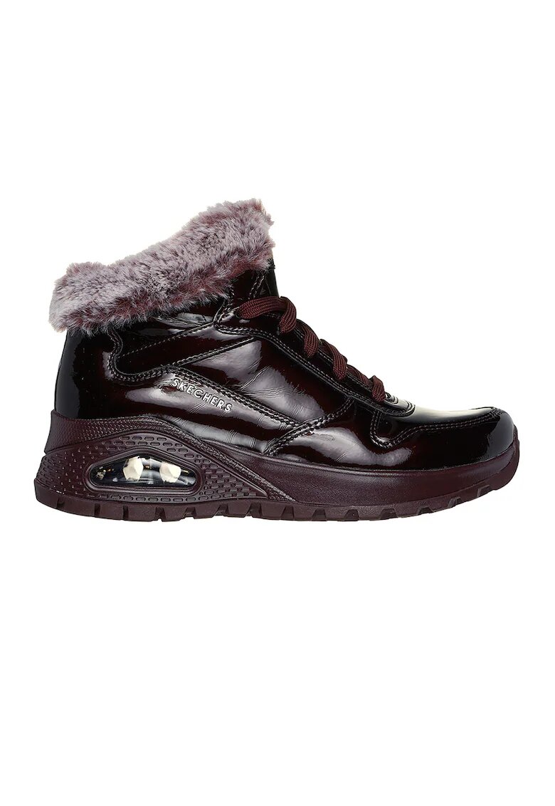 Skechers Ghete de piele ecologica lacuita cu garnitura de blana sintetica - Visiniu