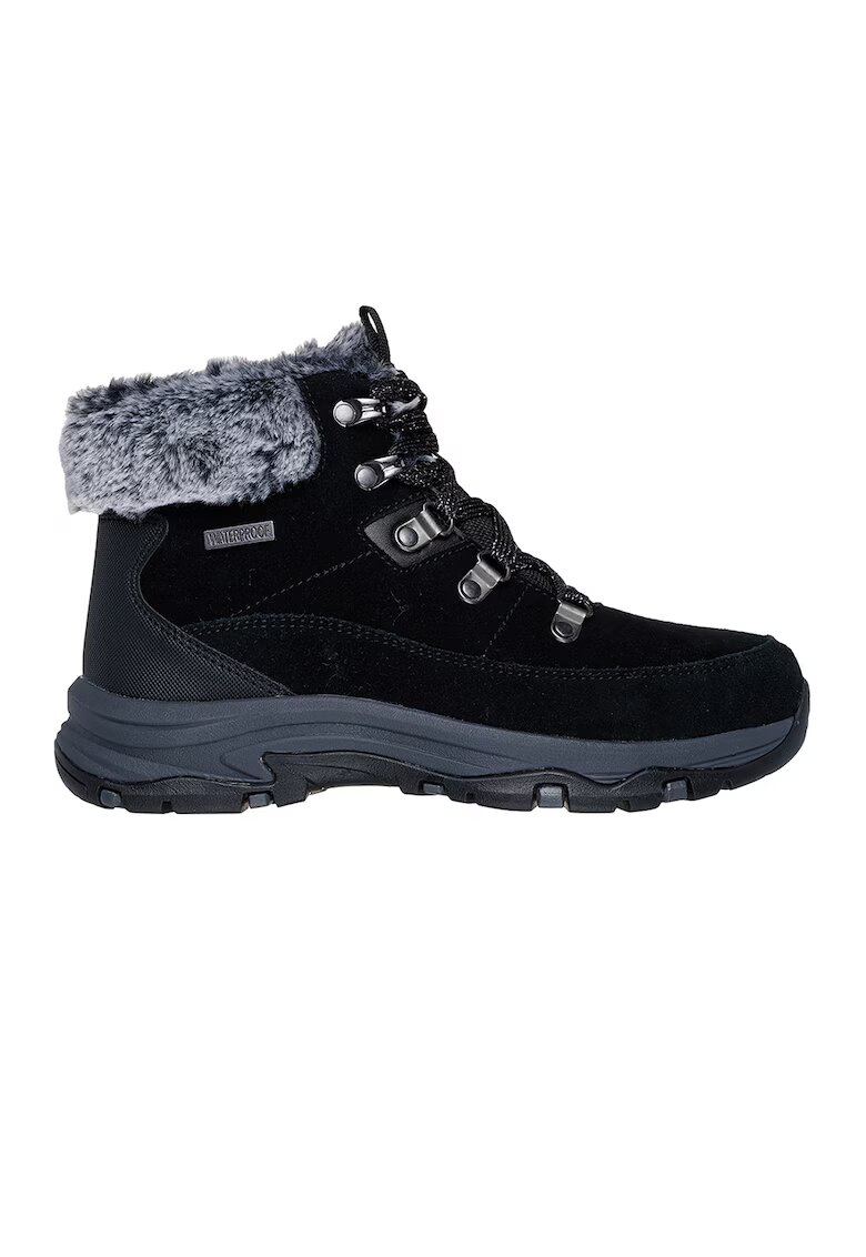 Skechers Ghete impermeabile cu garnitura de blana sintetica - Negru/Gri