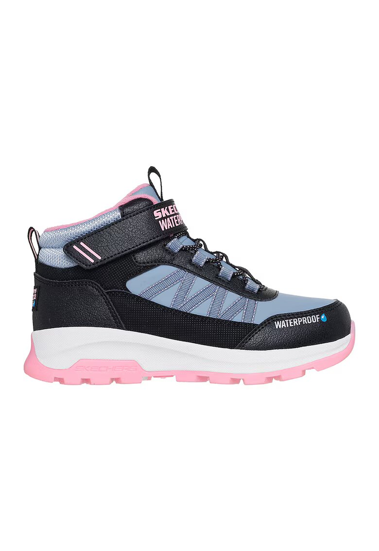 Skechers Ghete impermeabile cu velcro - Albastru pastel/Negru/Roz pal