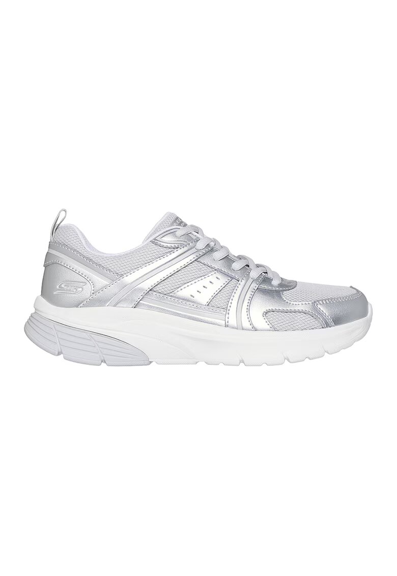 Skechers Pantofi sport Bobs Vamos de piele ecologica si plasa - Gri deschis/Argintiu