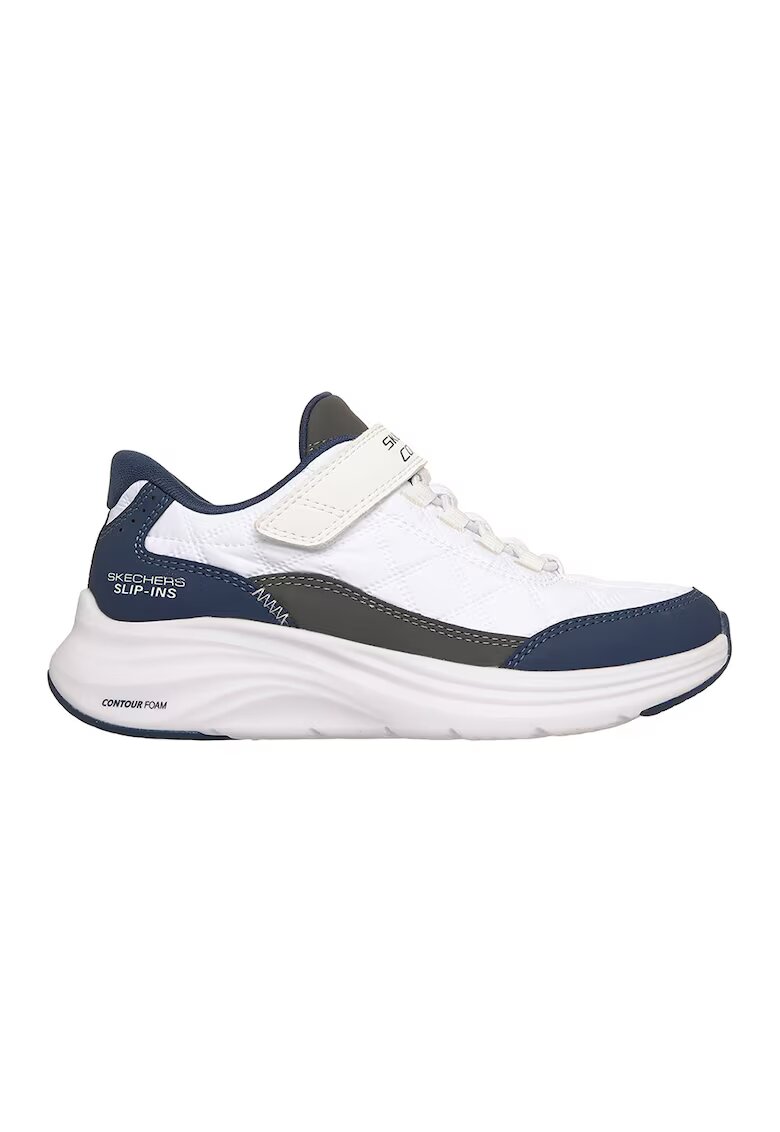 Skechers Pantofi sport Contour Foam slip-ins cu inchidere velcro - Alb optic/Gri inchis/Bleumarin