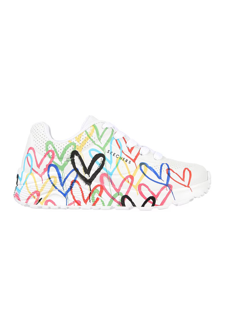 Skechers Pantofi sport cu imprimeu cu inimi Uno Lite - Spread - Alb/Galben/Albastru