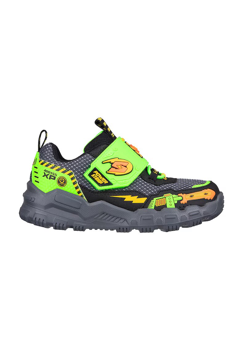 Skechers Pantofi sport cu LED-uri Adventure Track-Soun - Negru/Portocaliu/Verde lime