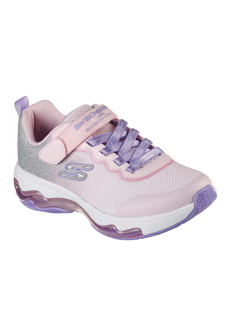 Skechers Pantofi sport cu velcro si aspect stralucitor Skech-Air Fusion - Piersica/Argintiu
