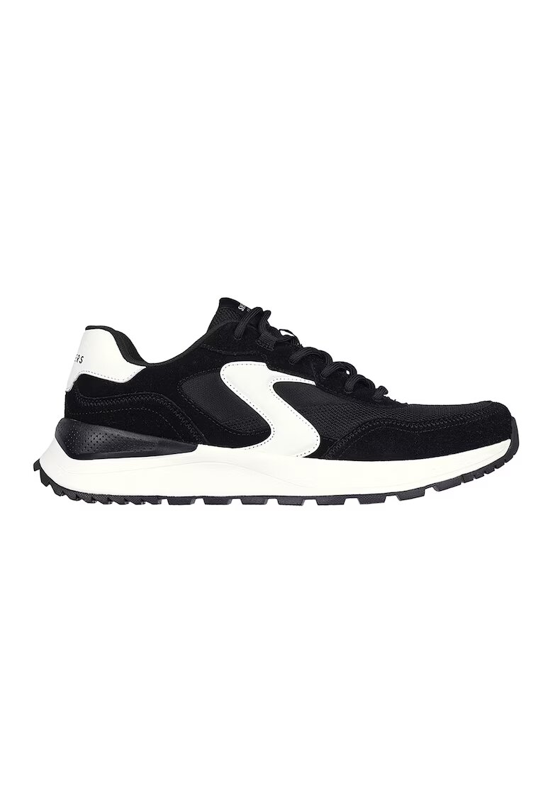 Skechers Pantofi sport de piele intoarsa cu insertii de plasa - Alb/Negru