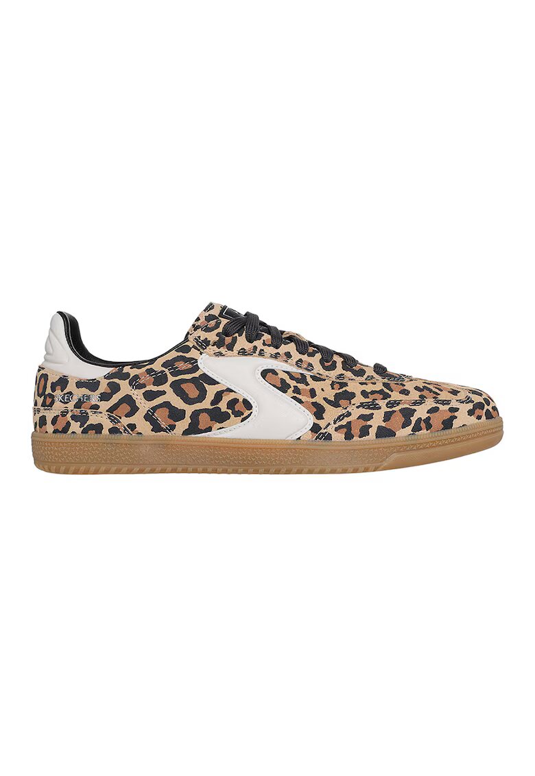 Skechers Pantofi sport din piele cu model animal print Hotshot - Negru/Maro nisip/Alb murdar
