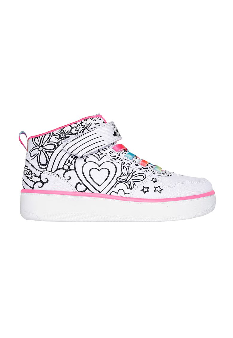 Skechers Pantofi sport mid-cut cu model Sport Court 92 - Alb/Negru/Roz
