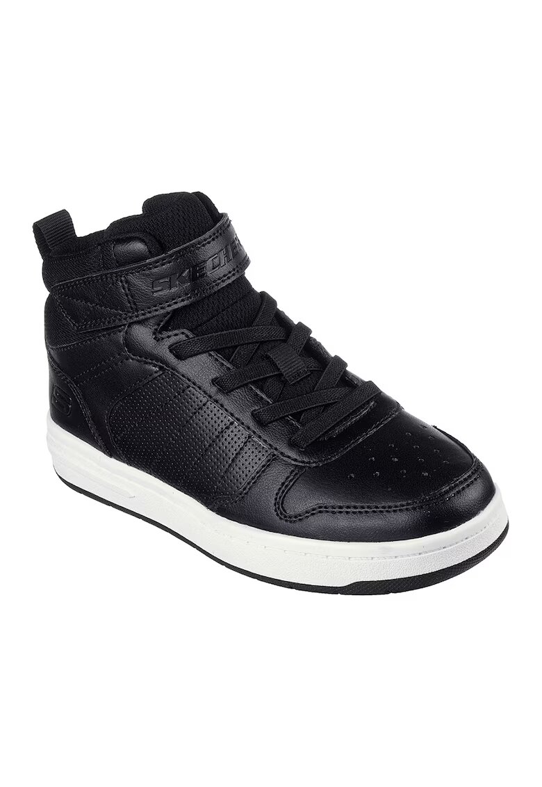 Skechers Pantofi sport mid-high din piele ecologica Smoothstreet - Alb/Negru