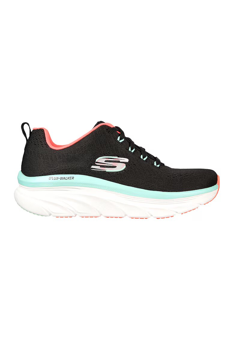 Skechers Pantofi sport relaxed fit de plasa D'Lux Walker-Fresh Finesse - Negru/Albastru aquamarin/Coral