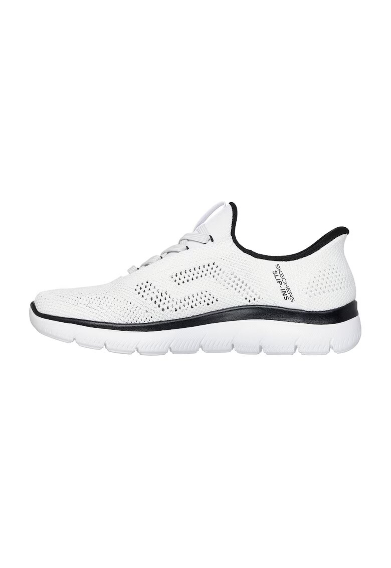 Skechers Pantofi sport slip-on din material textil cu perforatii Summits - Alb/Negru