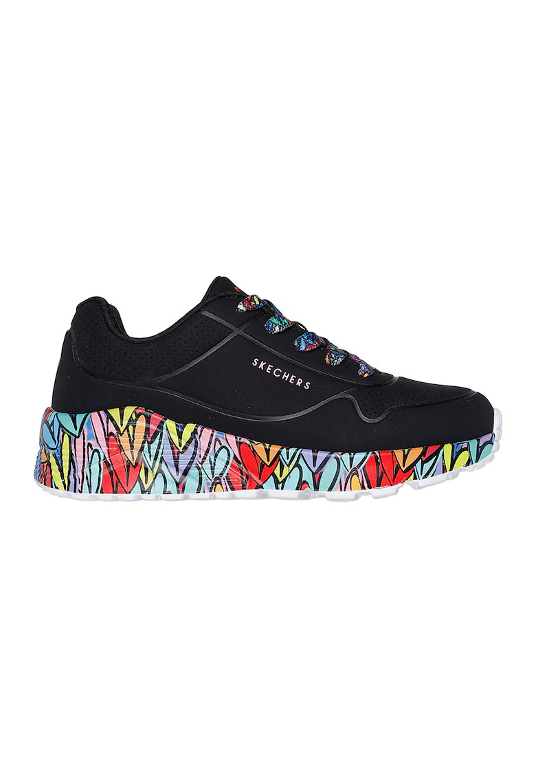 Skechers Pantofi sport Uno Lite cu talpa cu imprimeu - Albastru pastel/Negru/Portocaliu