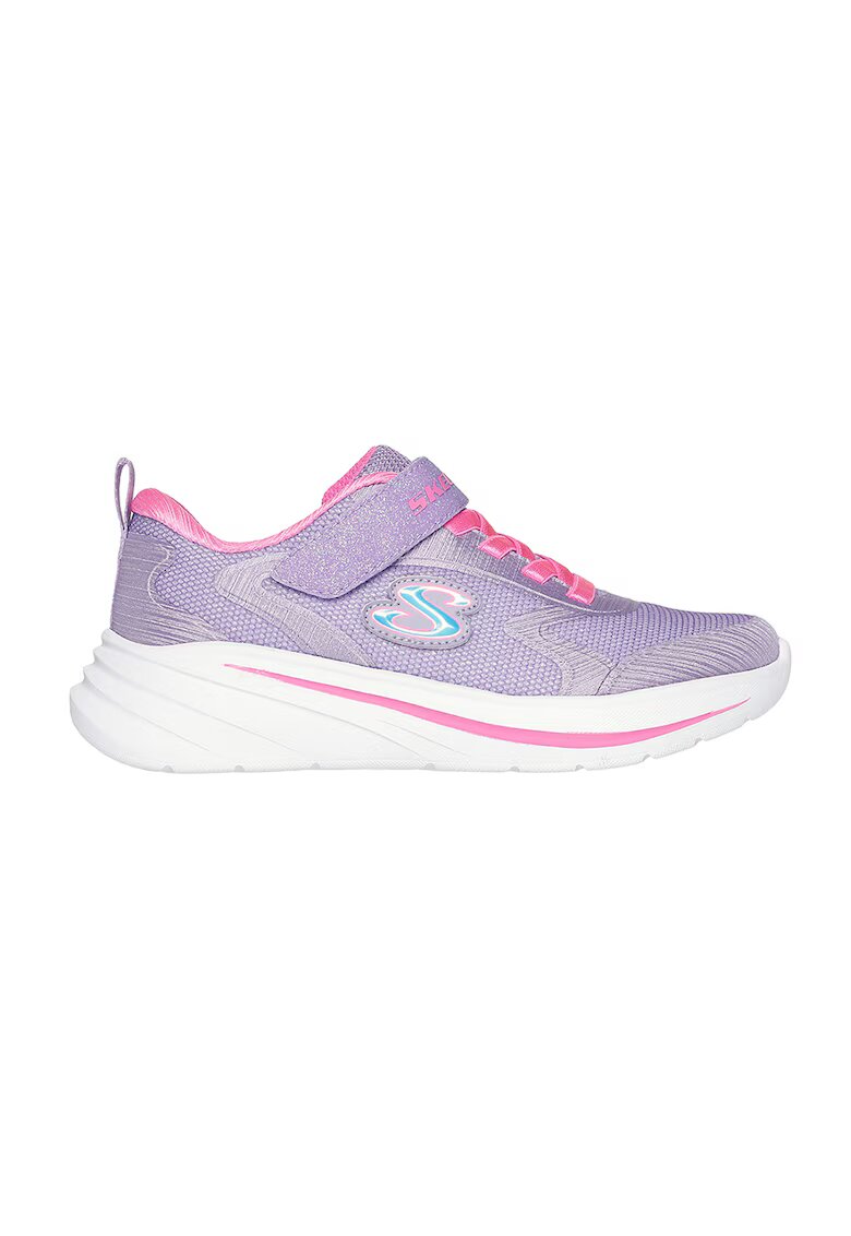 Skechers Pantofi sport Wave 92 cu aspect stralucitor si velcro - Lila