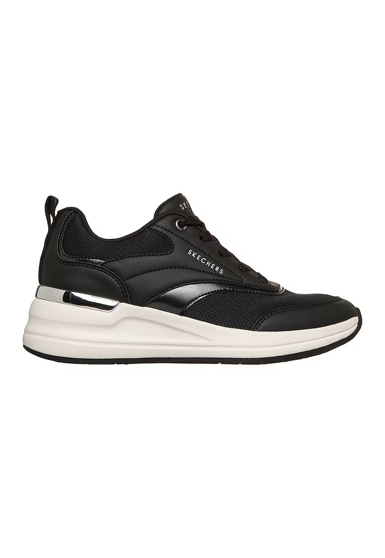 Skechers Pantofi sport wedge Billion 2-Monroe Wedge cu insertii de plasa - Negru