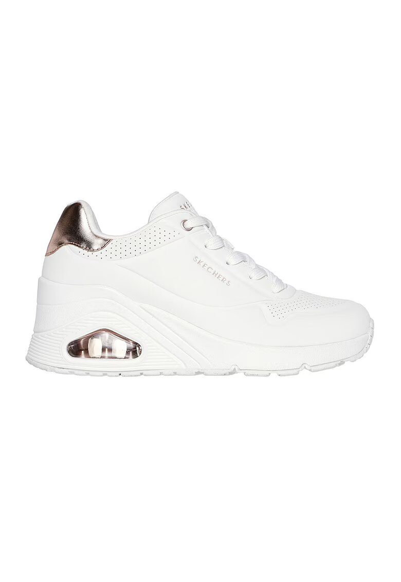 Skechers Pantofi sport wedge de piele ecologica - Alb/Auriu