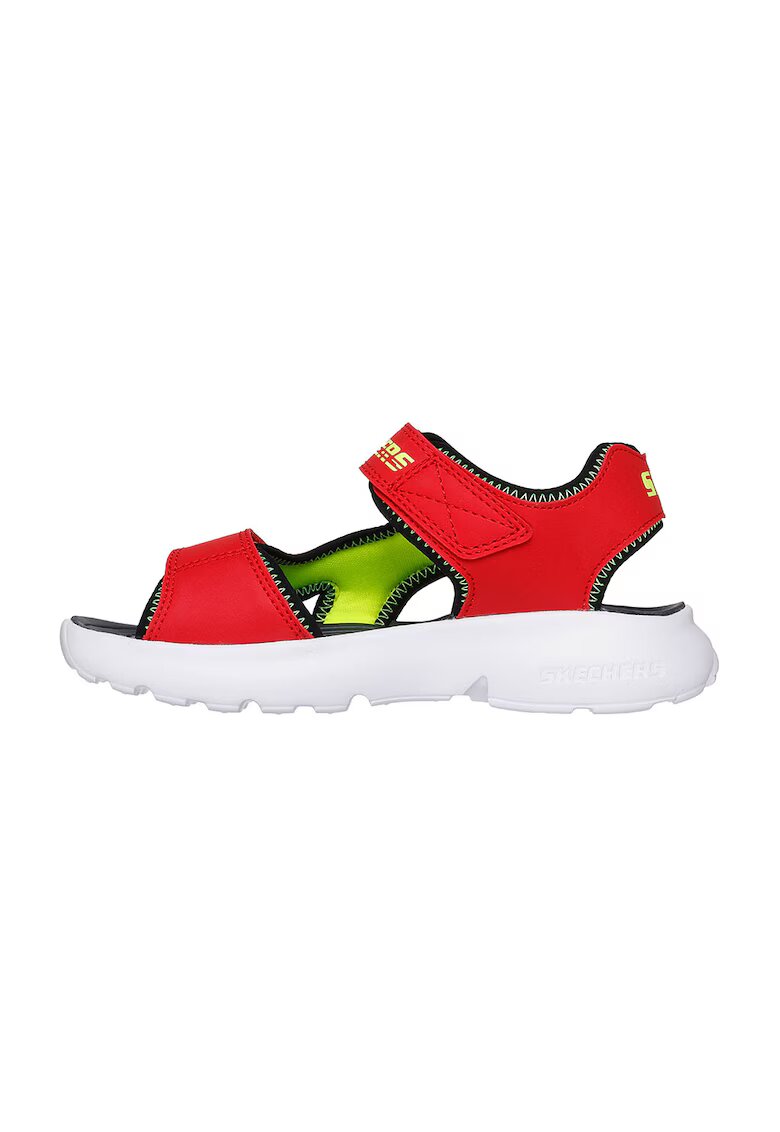Skechers Sandale cu inchidere velcro si detalii logo - Rosu/Bleumarin